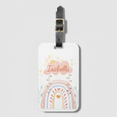 Monogrammed Waterverf Schattige Regenboog Kinderen Bagagelabel (Voorkant (verticaal))