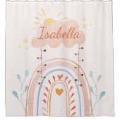Monogrammed Waterverf Schattige Regenboog Kinderen Douchegordijn (Voorkant)