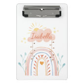 Monogrammed Waterverf Schattige Regenboog Kinderen Mini Klembord (Voorkant)
