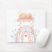 Monogrammed Waterverf Schattige Regenboog Kinderen Muismat (Met muis)