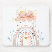 Monogrammed Waterverf Schattige Regenboog Kinderen Muismat (Voorkant)