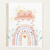 Monogrammed Waterverf Schattige Regenboog Kinderen Planner (Voorkant)