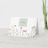 Monogrammed Waterverf Wildflower Bedankkaart (Voorkant)