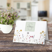 Monogrammed Waterverf Wildflower Bedankkaart