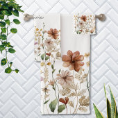 Monogrammed Waterverf Wildflower  Bloemen Bad Handdoek