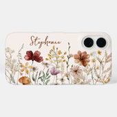 Monogrammed Waterverf Wildflower Bloemen Case-Mate iPhone Case (Achterkant (horizontaal))