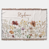 Monogrammed Waterverf Wildflower  Bloemen Deken (Voorkant)