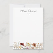 Monogrammed Waterverf Wildflower  Bloemen Notitiekaartje (Voorkant)