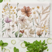Monogrammed Waterverf Wildflower  Bloemen Theedoek (Gevouwen)