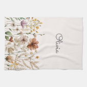 Monogrammed Waterverf Wildflower  Bloemen Theedoek (Horizontaal)