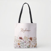 Monogrammed Waterverf Wildflower  Bloemen Tote Bag (Voorkant)