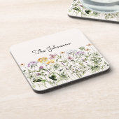 Monogrammed Waterverf Wildflower Garden Bier Onderzetter (Linkerzijde)