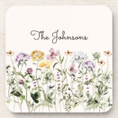 Monogrammed Waterverf Wildflower Garden Bier Onderzetter (Voorkant)