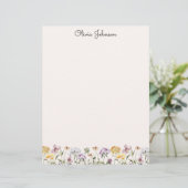 Monogrammed Waterverf Wildflower Garden Briefhoofd (Staand voorkant)