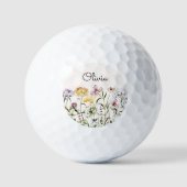 Monogrammed Waterverf Wildflower Garden Golfballen (Voorkant)