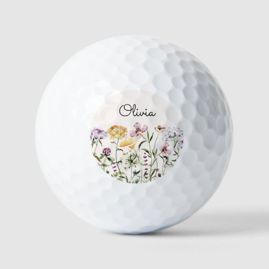 Monogrammed Waterverf Wildflower Garden Golfballen (Voorkant)