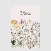 Monogrammed Waterverf Wildflower Garden Golfhanddoek (Voorkant)