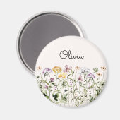 Monogrammed Waterverf Wildflower Garden Magneet (Voorkant / Achterkant)