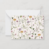 Monogrammed Waterverf Wildflower Garden Notitiekaartje (Achterkant)