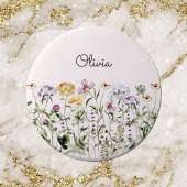Monogrammed Waterverf Wildflower Garden Ronde Button 6,0 Cm