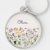 Monogrammed Waterverf Wildflower Garden Sleutelhanger (Voorkant)