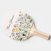 Monogrammed Waterverf Wildflower Garden Tafeltennisbatje (Zijkant)