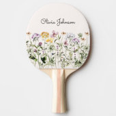 Monogrammed Waterverf Wildflower Garden Tafeltennisbatje (Voorkant)