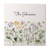 Monogrammed Waterverf Wildflower Garden Tegeltje (Voorkant)