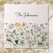 Monogrammed Waterverf Wildflower Garden Tegeltje