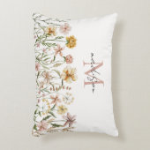 Monogrammed Waterverf Wildflower Meadow Floral Accent Kussen (Voorkant(Verticaal))