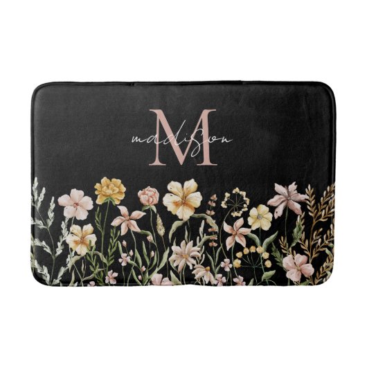 Monogrammed Waterverf Wildflower Meadow Floral Badmat (Voorkant)