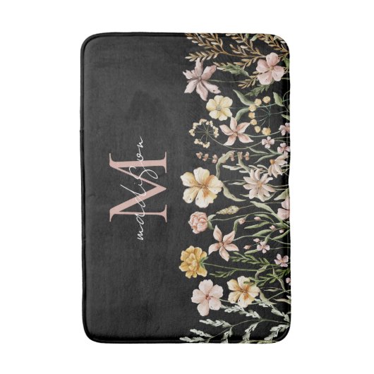 Monogrammed Waterverf Wildflower Meadow Floral Badmat (Voorkant Verticaal)
