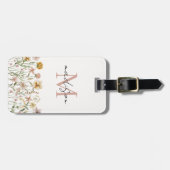 Monogrammed Waterverf Wildflower Meadow Floral Bagagelabel (Voorkant horizontaal)