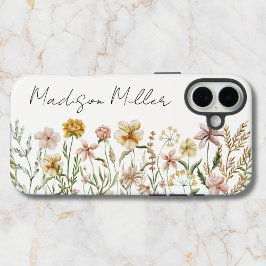 Monogrammed Waterverf Wildflower Meadow Floral iPhone 16 Plus Hoesje