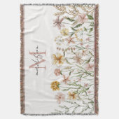 Monogrammed Waterverf Wildflower Meadow Floral Deken (Voorkant Verticaal)