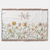 Monogrammed Waterverf Wildflower Meadow Floral Deken (Voorkant)