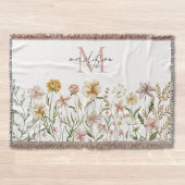 Monogrammed Waterverf Wildflower Meadow Floral Deken