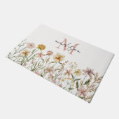 Monogrammed Waterverf Wildflower Meadow Floral Deurmat (Schuin)