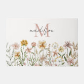 Monogrammed Waterverf Wildflower Meadow Floral Deurmat (Voorkant)