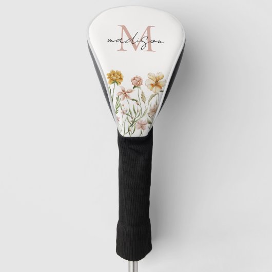 Monogrammed Waterverf Wildflower Meadow Floral Golfheadcover (Voorkant)
