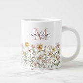 Monogrammed Waterverf Wildflower Meadow Floral Grote Koffiekop (Rechts)