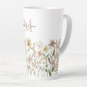 Monogrammed Waterverf Wildflower Meadow Floral Latte Mok (Rechterhoek)