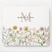 Monogrammed Waterverf Wildflower Meadow Floral Muismat (Voorkant)
