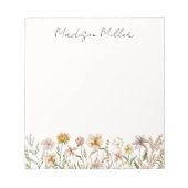 Monogrammed Waterverf Wildflower Meadow Floral Notitieblok (Voorkant)