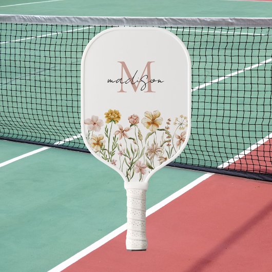 Monogrammed Waterverf Wildflower Meadow Floral Pickleball Paddle