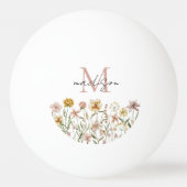 Monogrammed Waterverf Wildflower Meadow Floral Pingpongbal (Achterkant)