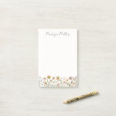 Monogrammed Waterverf Wildflower Meadow Floral Post-it® Notes (Op bureau)