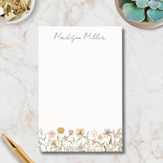Monogrammed Waterverf Wildflower Meadow Floral Post-it® Notes