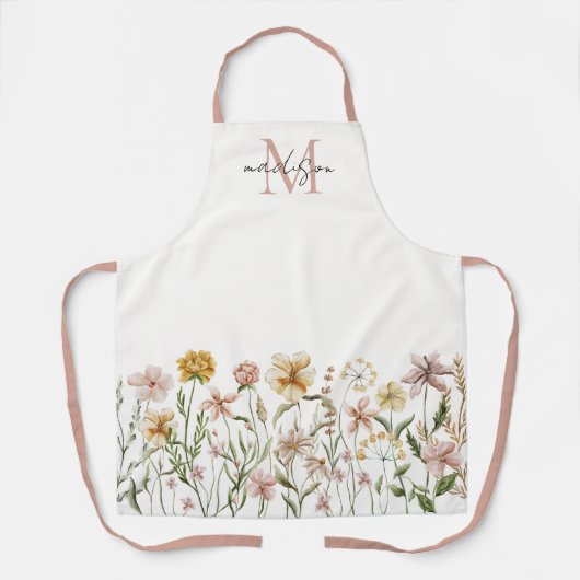 Monogrammed Waterverf Wildflower Meadow Floral Schort (Voorkant)