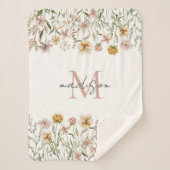Monogrammed Waterverf Wildflower Meadow Floral Sherpa Deken (Voorkant)
